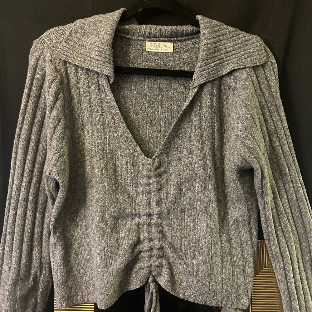 Grey knit drawstring top